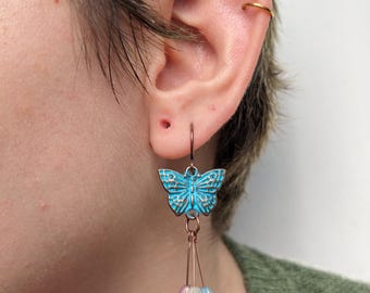 Butterfly and Flower earrings