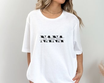 T-shirt graphique audacieux NANA personnalisé, t-shirt classique noir et blanc personnalisable pour grand-mère, cadeau de grand-mère, tenue décontractée pour grand-mère