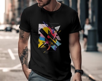 Maglietta da uomo con arte geometrica astratta: maglietta grafica moderna