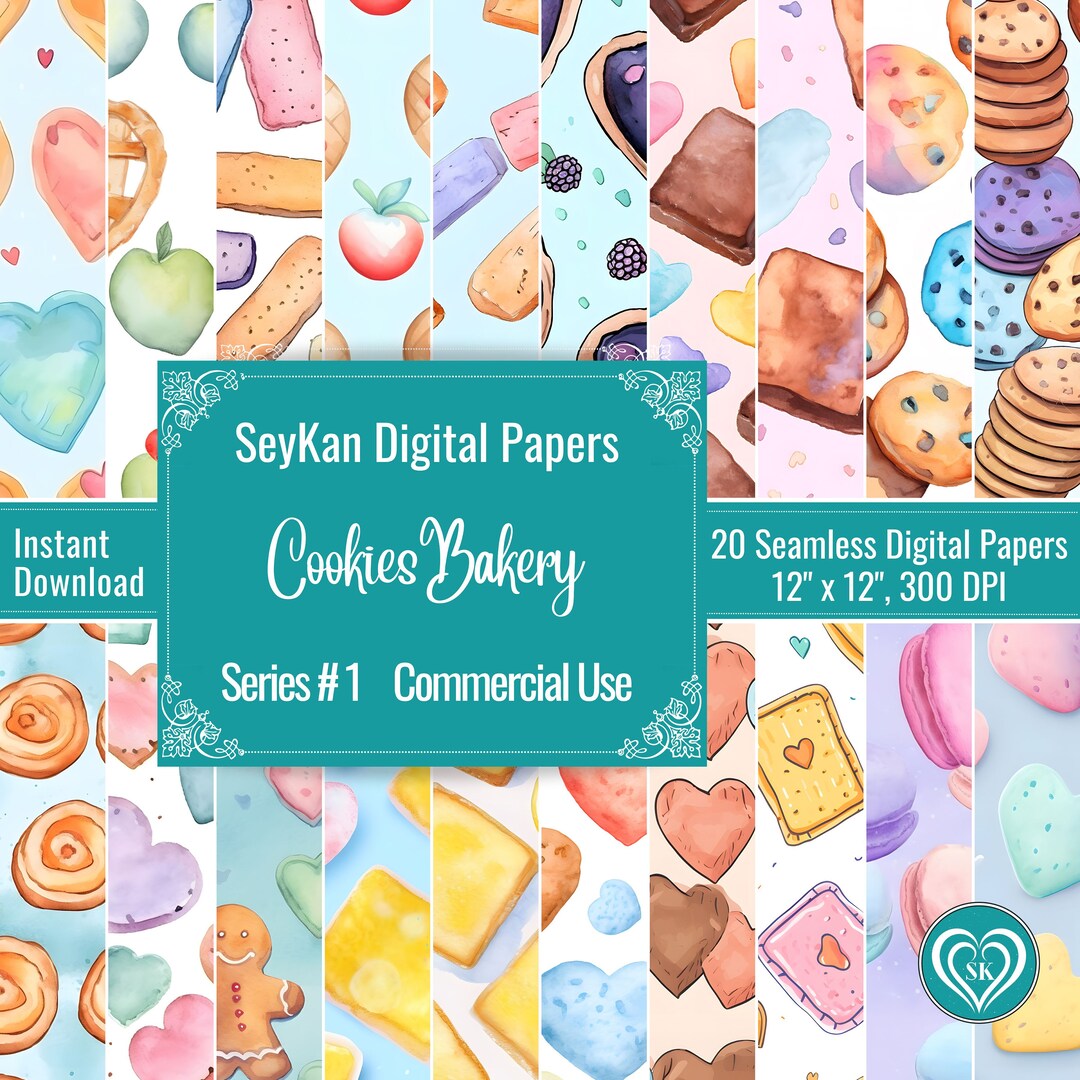 Cookies Bakery Seamless DIGITAL PAPER Gingerbread Brownies Cinnamon
