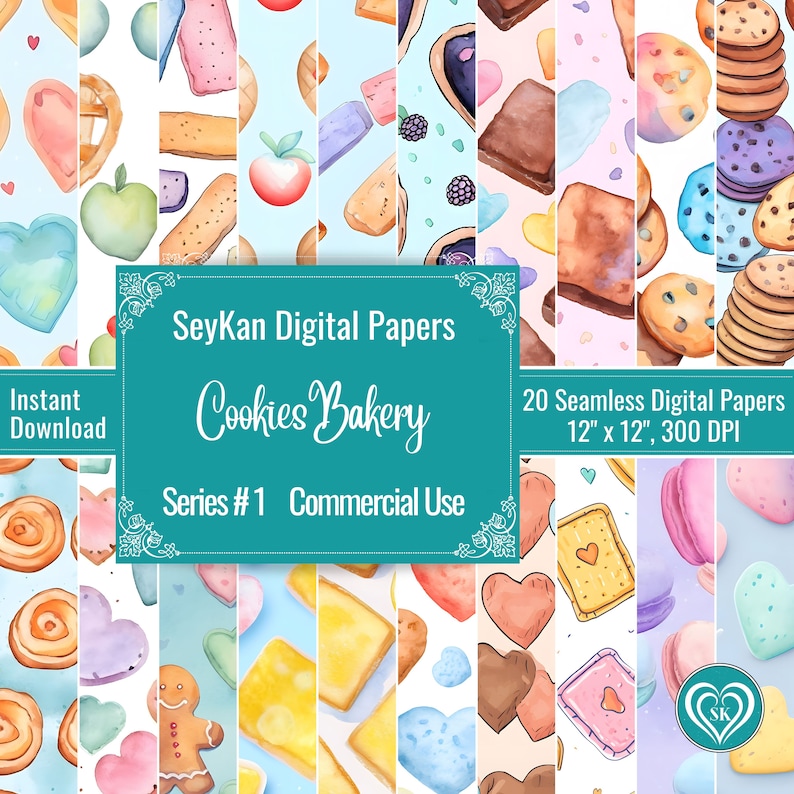 Cookies Bakery Seamless DIGITAL PAPER Gingerbread Brownies Cinnamon ...