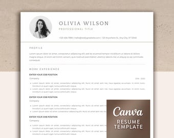 Resume Template Canva with Cover Letter, 1 Page CV Template Canva, 2 page resume for Canva, Professional resume template canva with photo