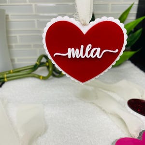 Valentine&#39;s Day Basket Tag, Personalized Valentine&#39;s Day Name Tag, Custom Basket Tag, Acrylic Heart Name Tag, Acrylic Heart Tag, Acrylic Tag