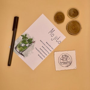 Postkarte Cocktail | Cocktailrezept Karte | Einladungskarte Mojito
