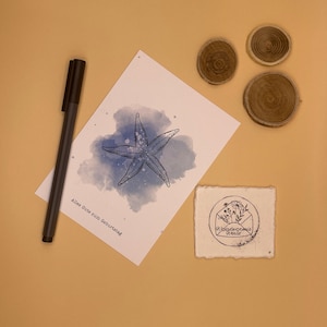 Geburtstagskarte Seestern | Postkarte mit Seesternmotiv | Alles Gute zum Geburtstag | Aquarellstil | maritime Geburtstagskarte