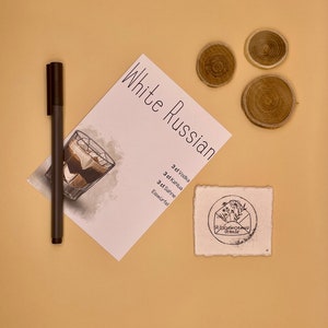 Postkarte Cocktail | Cocktailrezept Karte | Einladungskarte White Russian