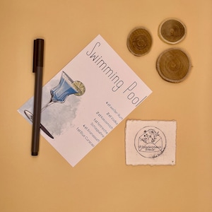 Postkarte Cocktail | Cocktailrezept Karte | Einladungskarte Swimming Pool