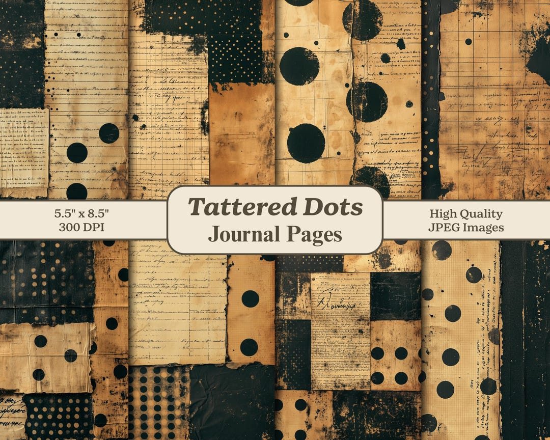 Rustic Dot Background Rustic Black Scrap Dots Collage Junk Journal Pages, Grunge Ephemera ...