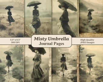 Retro Vintage Old Photos Junk Journal Half Pages, Nostalgic Moody Grungy Mixed Media Ephemera Printable Scrapbook Digital Paper Background