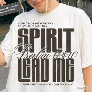 Spirit Lead Me Psalm 143 10 Svg, Christian Svg, Bible Verse Scripture Sublimation Designs, Love God Jesus Faith, Retro Aesthetic Religious