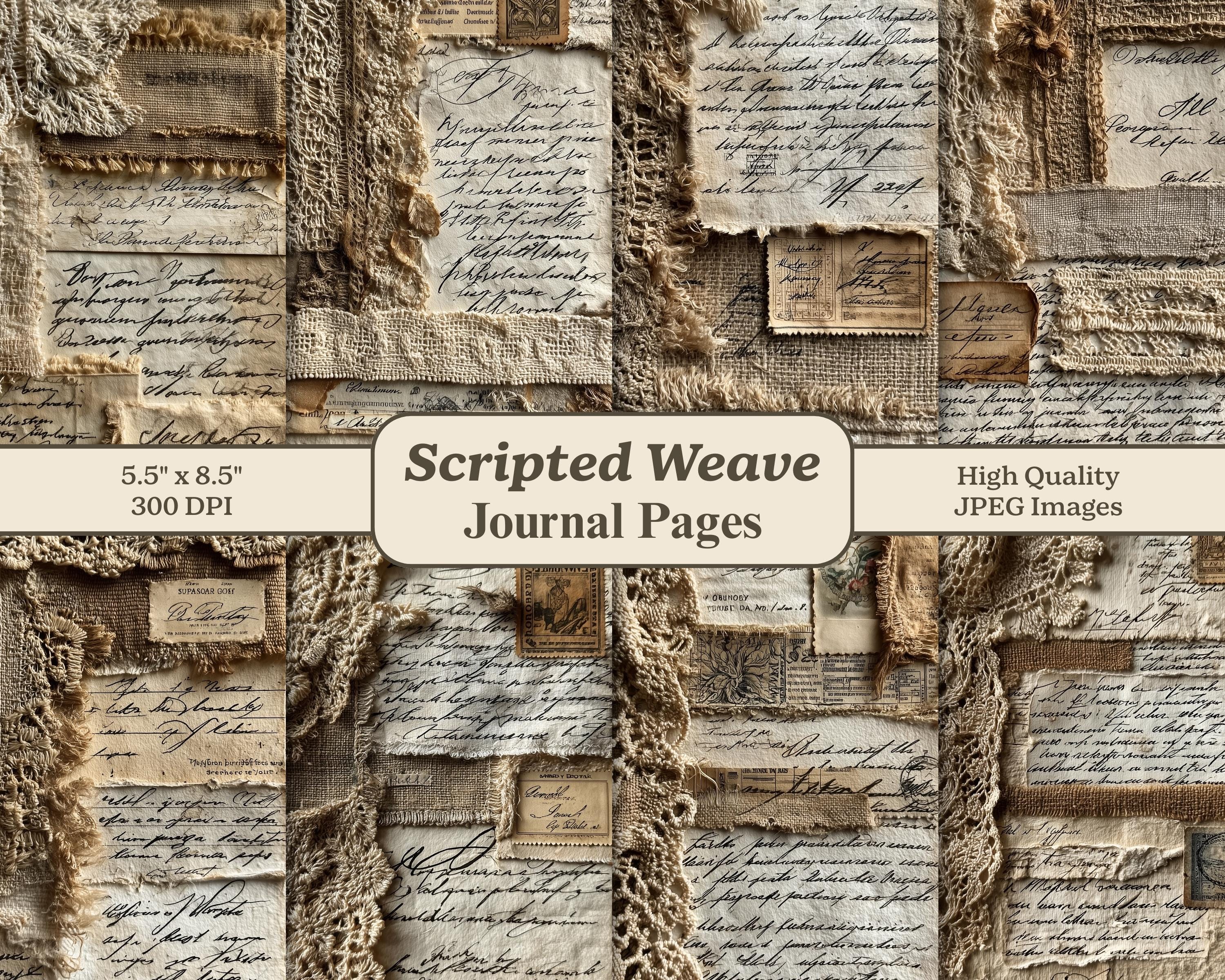 Notalgic Notebook Effect Vintage Lace Handwritten Notebook Junk Journal Pages, Ephemera Shabby ...