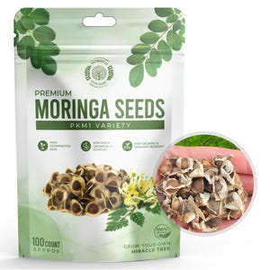 Moringa Seeds for Planting – Non-GMO PKM1 Variety – Fast-Growing Superfood Tree Seeds – High Germination – Organic Moringa Seeds - 100ct