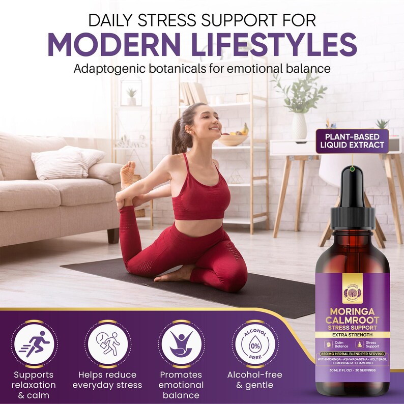 Moringa CalmRoot Stress Support Extract – Multi-Herb Botanical Drops with Moringa, Ashwagandha, Holy Basil, Lemon Balm & Chamomile bild 5
