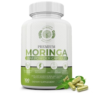 Moringa Leaf Powder Capsules - 100% Pure, Energy & Nutrient Boost, Rich in Vitamins, Antioxidants, and Minerals for Immune Health, Digestion