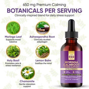 Moringa CalmRoot Stress Support Extract – Multi-Herb Botanical Drops with Moringa, Ashwagandha, Holy Basil, Lemon Balm & Chamomile bild 3
