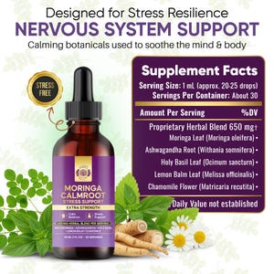 Moringa CalmRoot Stress Support Extract – Multi-Herb Botanical Drops with Moringa, Ashwagandha, Holy Basil, Lemon Balm & Chamomile bild 4