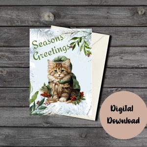 Süße Katze Vintage Weihnachtskarte