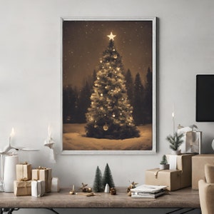 Vintage Christmas tree wall art