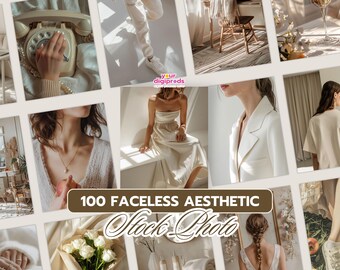 Neutral Faceless Woman AI Aesthetic Stock Photos PLR MRR, Neutral Woman Image Bundle, Aesthetic Images, Minimalist Aesthetic Stock Photos