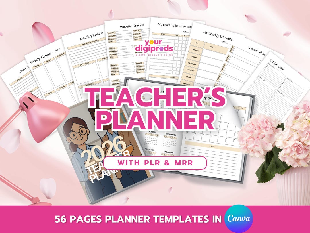 2026 Teacher Planner Editable Canva Template PLR MRR, Classroom ...