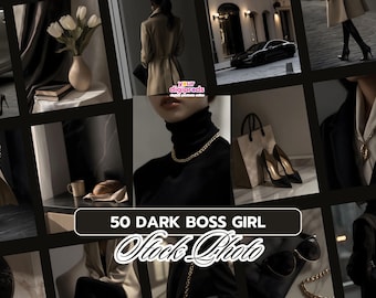 Dark Boss Girl High-Quality Aesthetic Stock Photo PLR MRR Private Label Rights Master Resell Rights Faceless Womanpreneur Boss Babe Photos