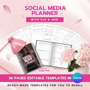 Social Media Planer für den Verkauf Digitaler Produkte Canva Templates mit PLR MRR Eigenmarkenrechte Master WiederverkaufsrechtePassives Einkommen