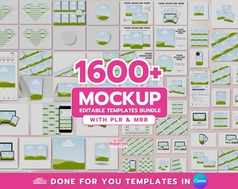 PLR MRR Canva Mockup Templates Ultimate Canva Mockup Templates Bundle with Resell Rights, Private Label Rights Master Resell Rights
