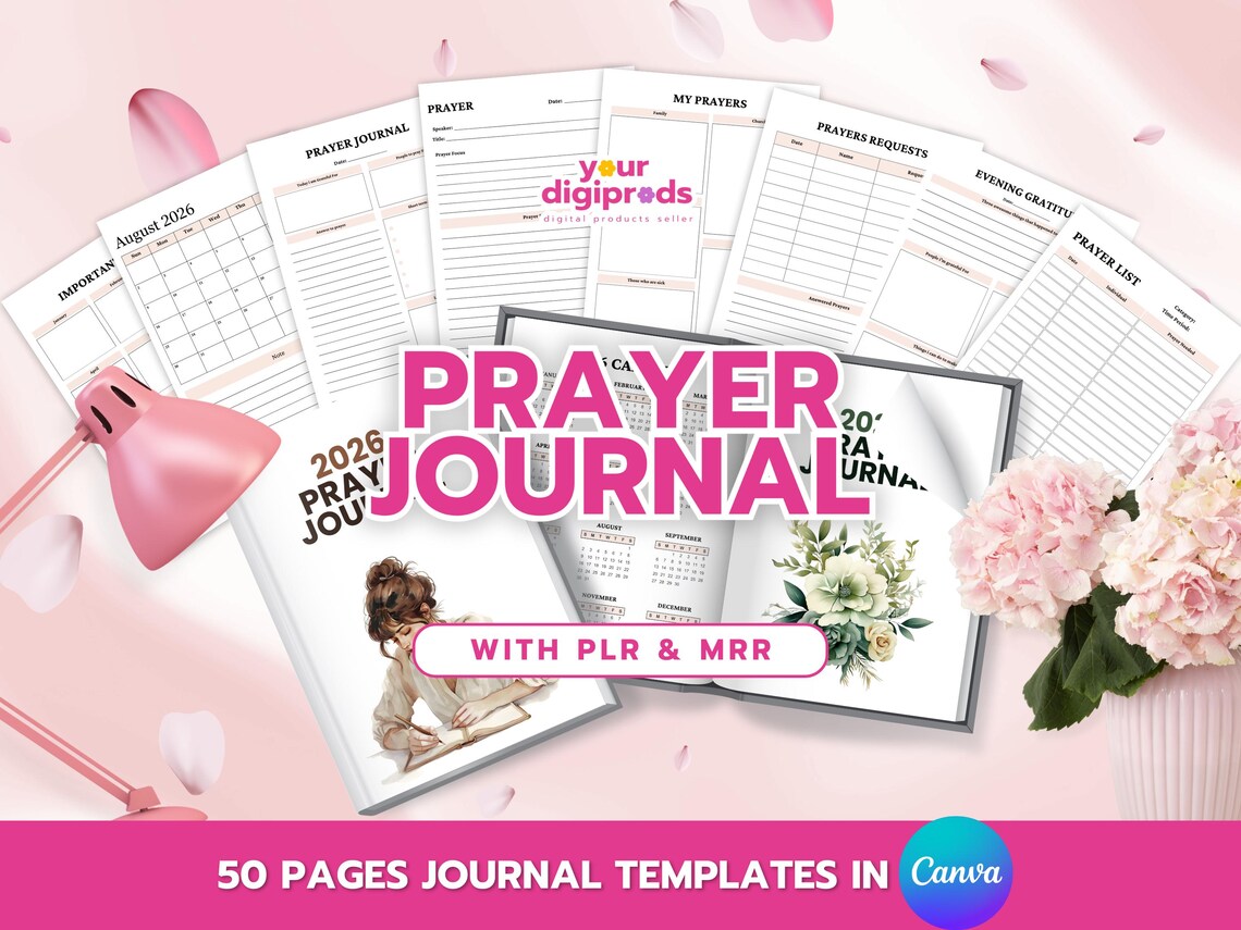 2026 Prayer Journal Editable Canva Template PLR MRR, Printable Prayer ...