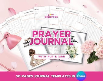 2026 Prayer Journal Editable Canva Template PLR MRR, Printable Prayer Journal, Faith Journal, Christian Journal, Devotion Notes