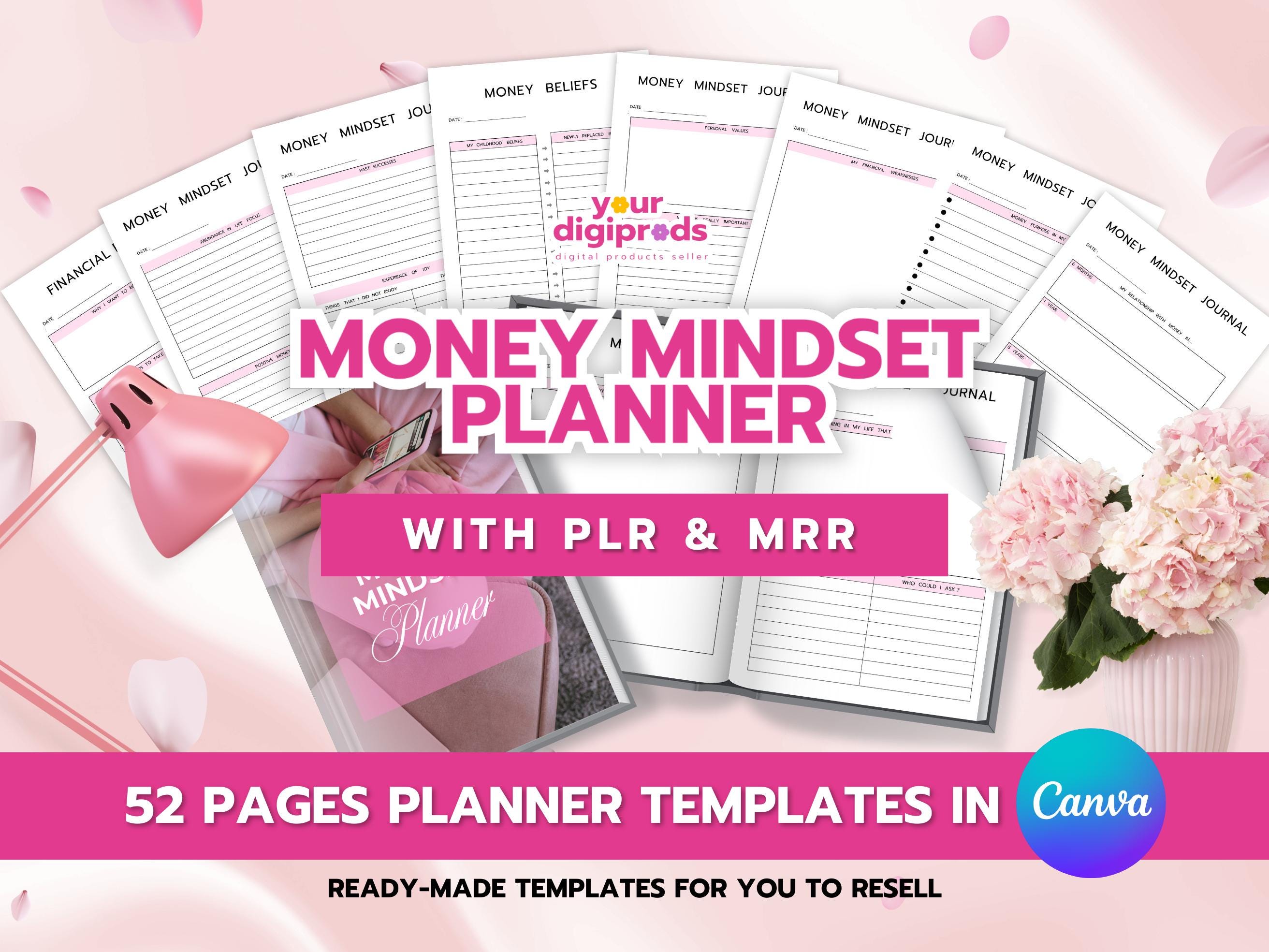 Money Mindset Planner Canva Templates With PLR MRR Private Label Rights ...