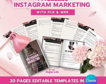 Faceless Instagram Marketing Step-by-Step Guide to Passive Income on Social Media Canva Templates with PLR MRR Resell Rights