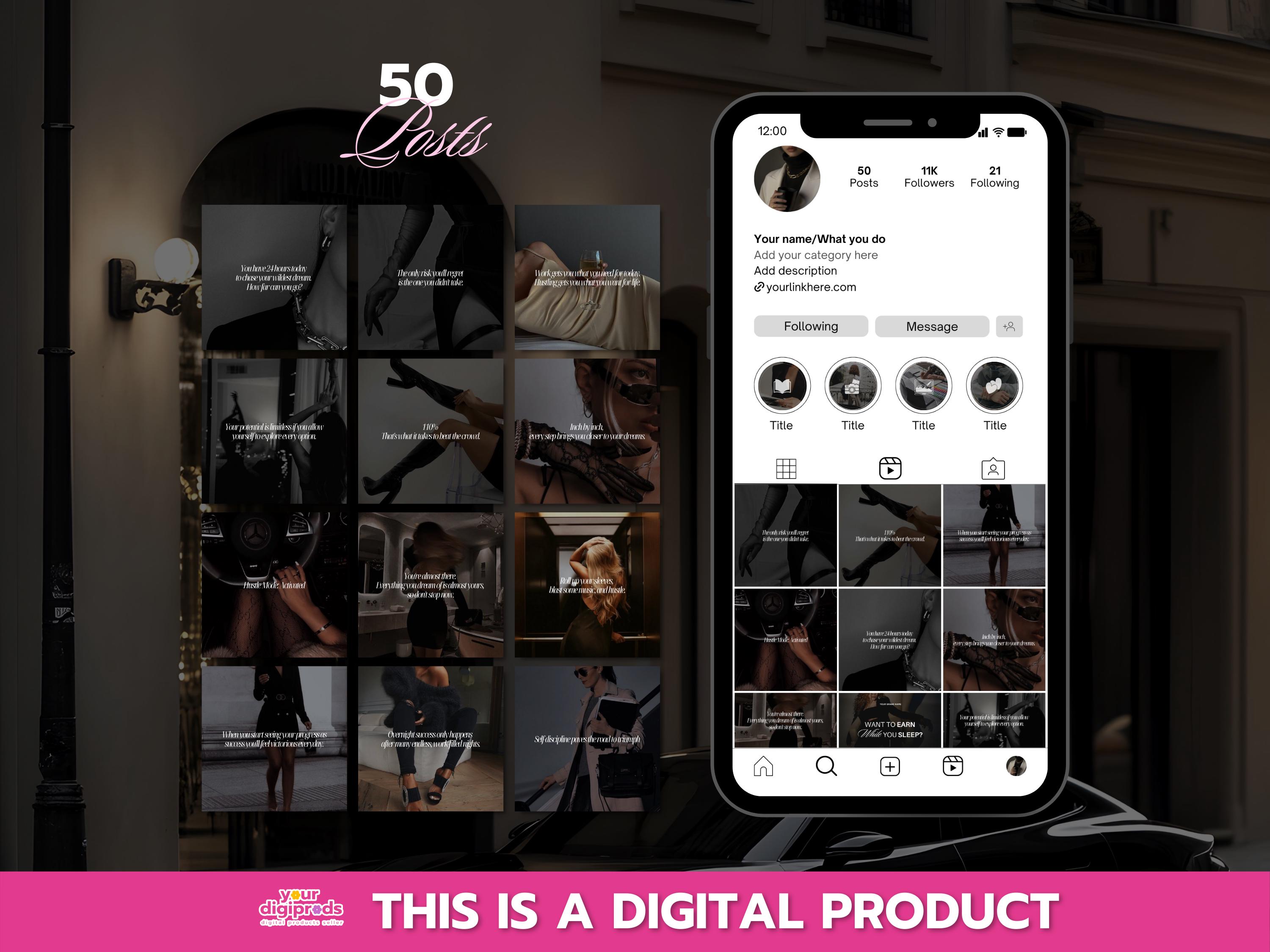 100 Hustling Mindset Reels and Posts Bundle Canva Templates PLR MRR ...