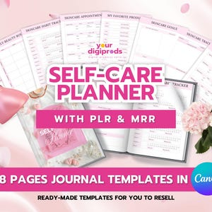 Self-Care Planner Canva Templates with PLR MRR Private Label Rights Master Resell Rights, Productivity Planner, Passive Income