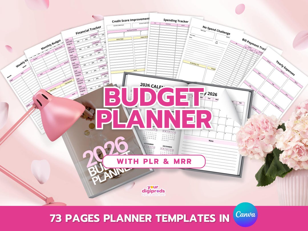 2026 Budget Planner Editable Canva Templates PLR MRR, Productivity ...