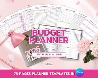 2026 Budget Planner Editable Canva Templates PLR MRR, Productivity Planner, Private Label Rights, Master Resell Rights, Financial Planner