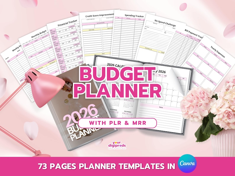 2026 Budget Planner Editable Canva Templates PLR MRR, Productivity ...