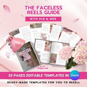 The Faceless Reels Guide Canva templates with PLR MRR Private Label Rights Master Resell Rights Digital Product Instagram Reels Marketing