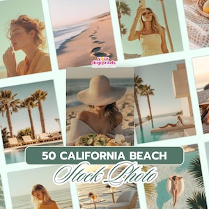 以下が含まれることがあります： カリフォルニアのビーチをテーマにしたストックフォト50枚のコラージュ。写真には、ビーチでリラックスしたり、海で泳いだり、太陽を浴びたりする人々の様々なシーンが写っています。写真はすべて高品質で、ウェブサイト、ソーシャルメディア、マーケティング資料など、様々なプロジェクトで使用できます。