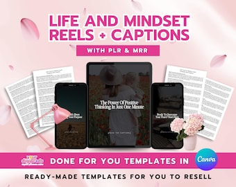 Life and Mindset Reels Canva Templates with Matching Captions with PLR MRR Private Label Rights and Master Resell Rights
