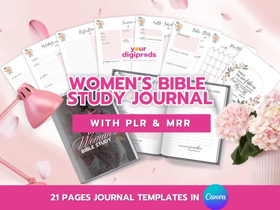 Women's Bible Study Journal PLR MRR, Prayer Journal, Devotional Journal, Faith Journal for Women, Private Label Rights, Master Resell Rights