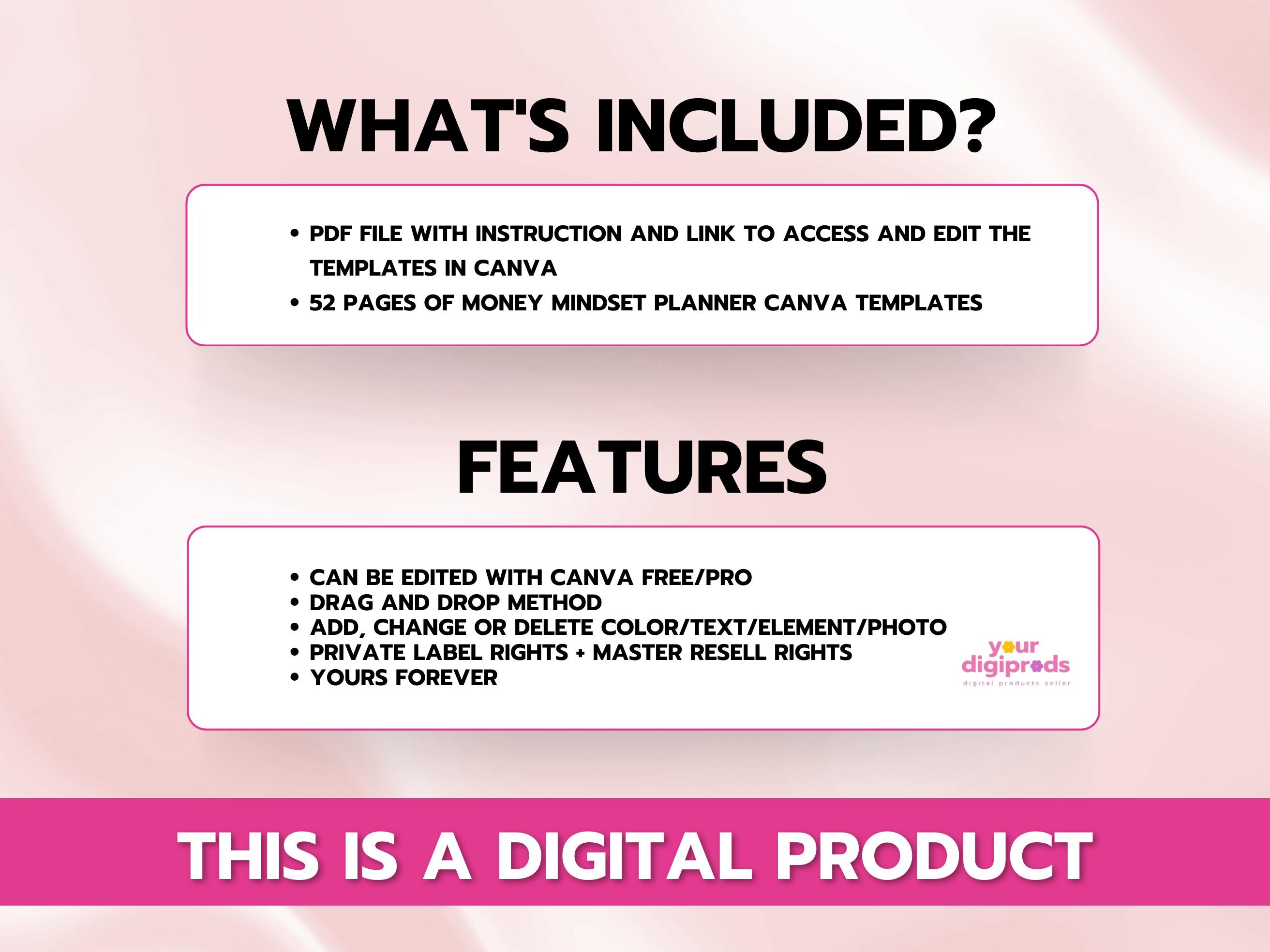 Money Mindset Planner Canva Templates With PLR MRR Private Label Rights ...