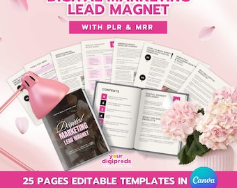 Digital Marketing Lead Magnet Canva Templates PLR MRR, Private Label Rights Master Resell Rights,  Social Media Marketing, Digital Product