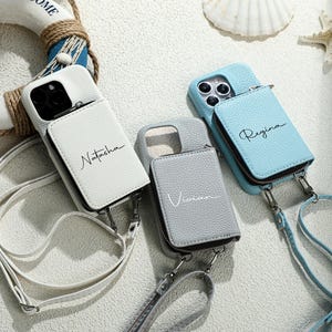 Personalized PU Leather Litchi Phone Case, Phone Case with Card Slots, Custom Name Phone Case for iPhone 16 15 14 13 Pro Max X XS