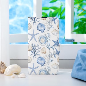 Funda de teléfono personalizada con conchas de coral, funda de teléfono tipo billetera con ranura para tarjetas, funda de teléfono tipo billetera con tapa para iPhone 16 15 14 13 12 Pro Max X XS
