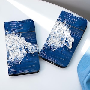 Capa de telefone personalizada Troubled Sheep, capa de telefone tipo carteira com compartimento para cartão, capa de telefone tipo carteira para iPhone 16 15 14 13 12 Pro Max X XS