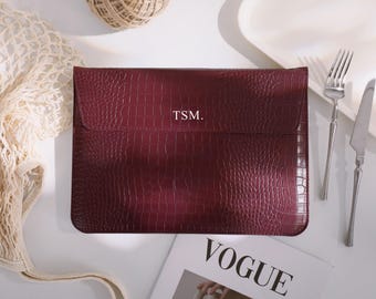 Red Crocodile Vegan Laptop Sleeve,Personalized Laptop Bag | Slim Protective Case for MacBook Air/Pro 11, 13 and 15-inch | Laptop Sleeve