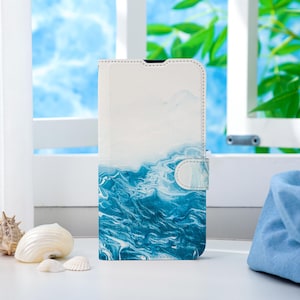 Capa de telefone personalizada Nebula Cream, capa de telefone tipo carteira com compartimento para cartão, capa de telefone tipo carteira para iPhone 16 15 14 13 Pro Max X XS