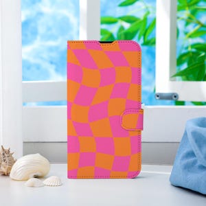 Capa de telefone personalizada com estampas laranja, capa de telefone tipo carteira com compartimento para cartão, capa de telefone tipo carteira para iPhone 16 15 14 13 Pro Max X XS