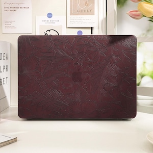 Dark Brown Patterns Cuir Nouveau MacBook Case, Macbook personnalisé pour Air 15/13/11 pouces Macbook Pro 13/14/15/16 M2 M3 M4 2023 2024, Housse d’ordinateur portable