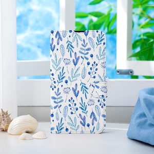 Capa de telefone personalizada Blue Leaf, capa de telefone tipo carteira com compartimento para cartão, capa de telefone tipo carteira para iPhone 16 15 14 13 Pro Max X XS